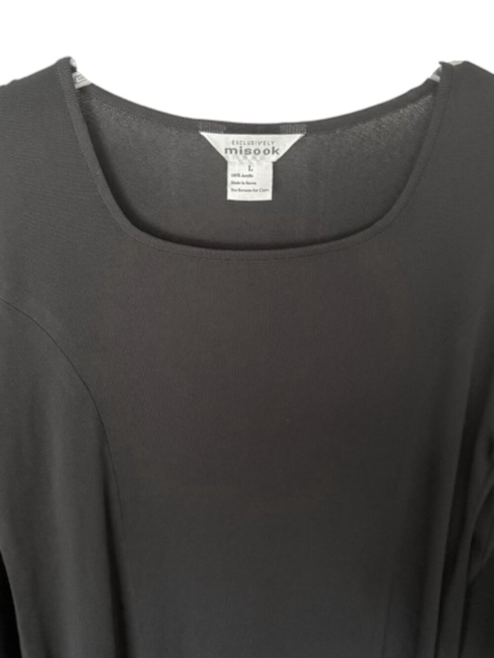 Exclusively Misook Flounce Hem Long Sleeved A-Line Dress - Black - L - Picture 4 of 9